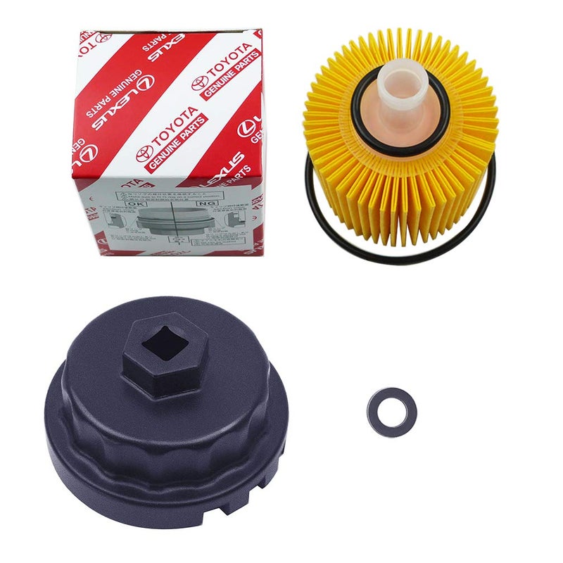 Ibetter Genuine Oil Filter with Wrench for Toyota, Lexus, RAV4, Camry, Tundra, Highlander, Sienna and More,Oil Drain Plug Gasket Washers, Oil Filter Housing Cap Removal Tool Set for Oil Change and Oil Drain - Image 2